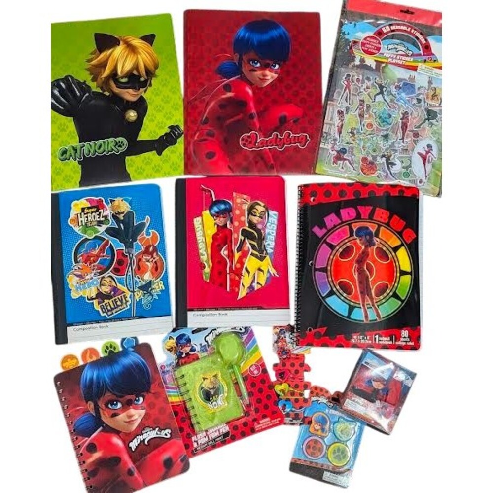 Miraculous Super Heroez Ladybug Cat Noir Playset Journal Stickers Notebook Hair